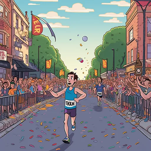 guy finishing a marathon as the first