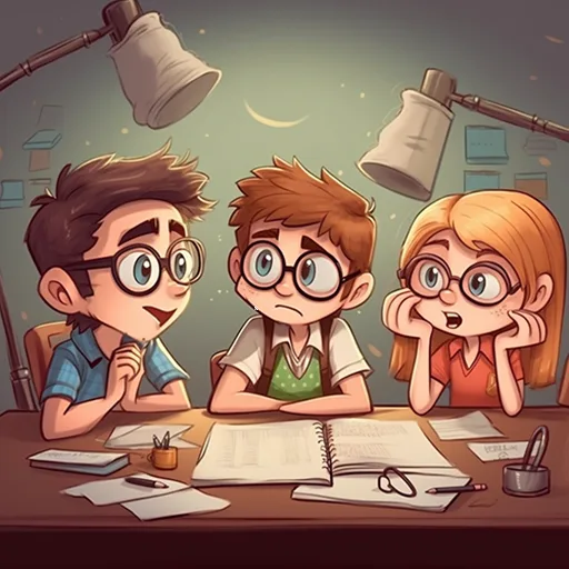 students to solve a problem as teamcartoon